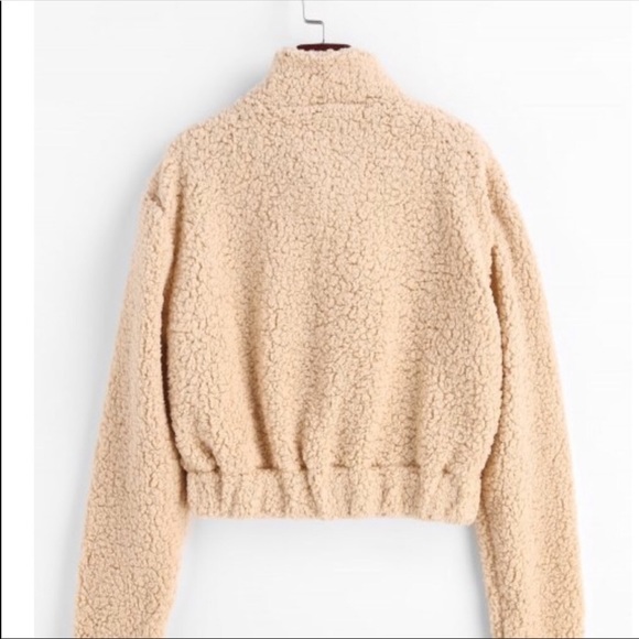 ❤️Zaful Cropped Teddy Half Zip Pullover 🧸 - Picture 3 of 3